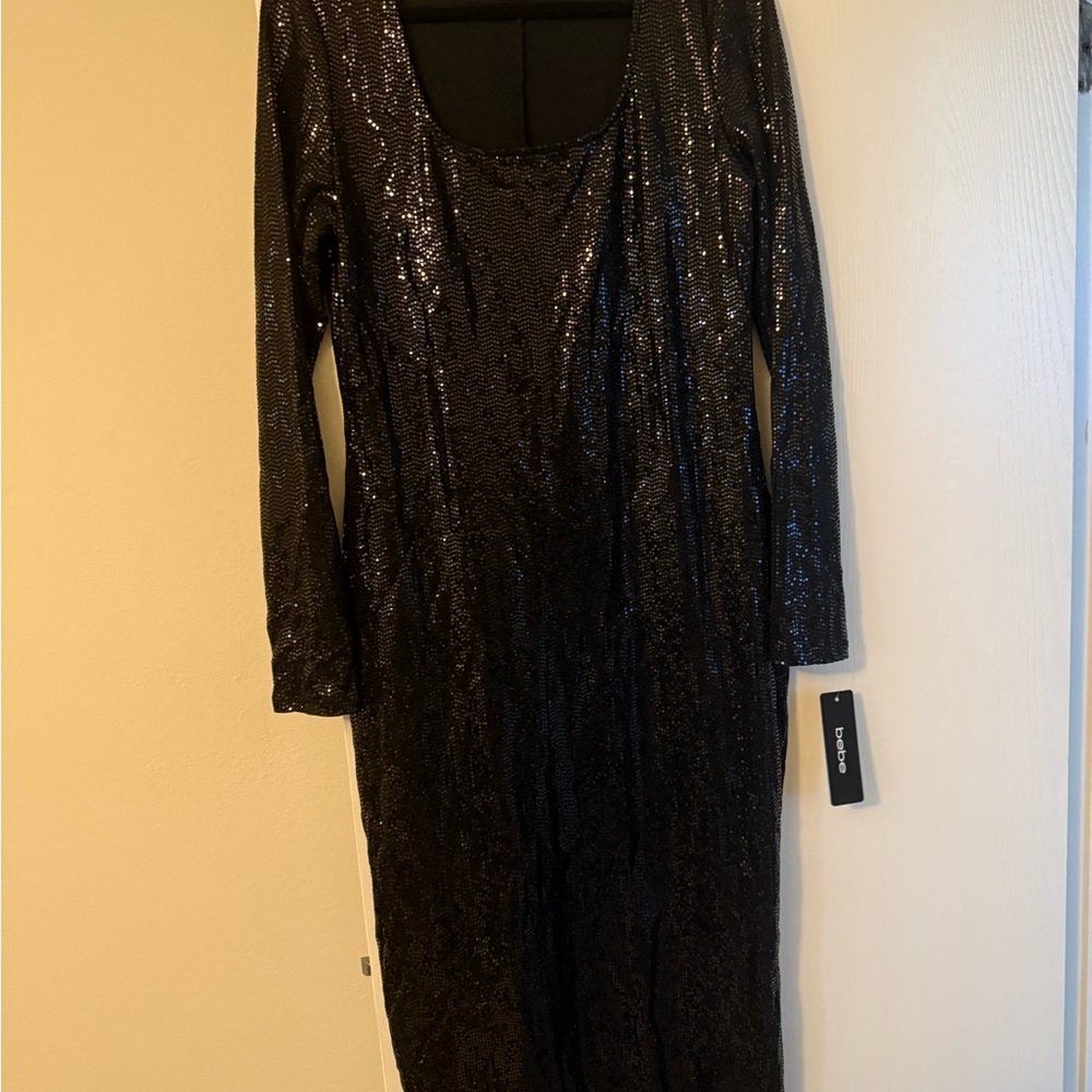 BEBE Black Sequin Dress NWT
